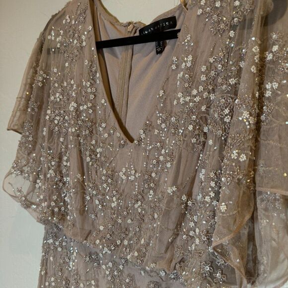 Aidan Mattox V-Neck Thigh High Side Slit Blouson Beaded Sheath Dress Size 10 NWT - Picture 14 of 15